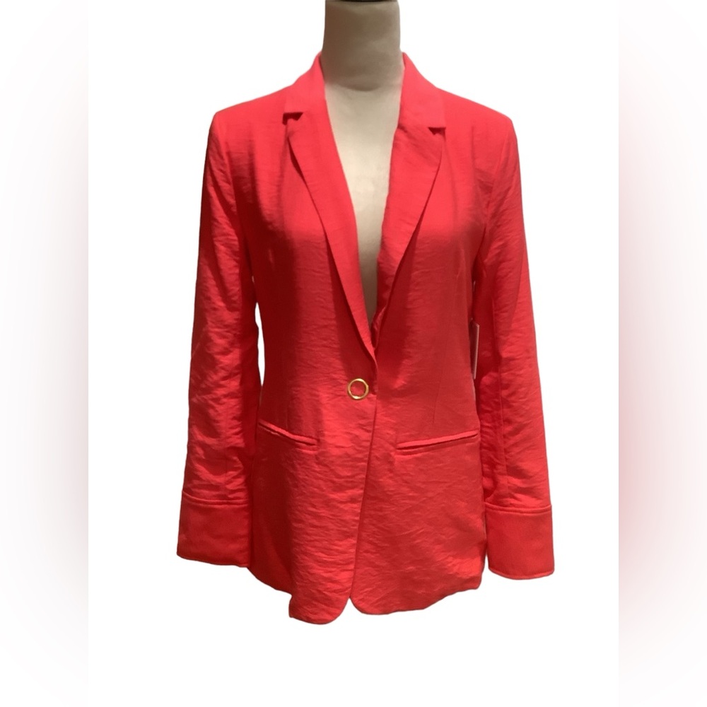 NWT Ellen Tracy Geranium Single Button Grommet Jacket Size XS